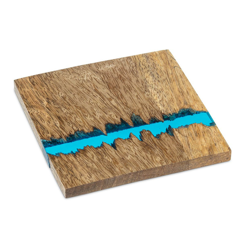 Wood Square 4 Piece Coaster Set
