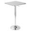 Table carrée carrée avec réglage hydraulique de la hauteur, plateau en aluminium argent poli et base chromée, conception compacte de 25,5 pouces