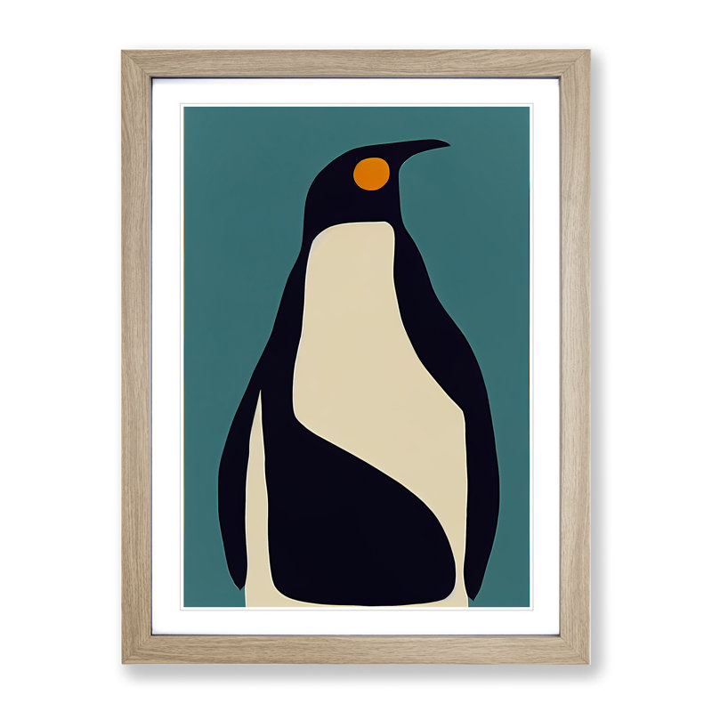 XV1022-3483X Penguin In Abstract No.3 - Print, Oak Framed Paper, White, 64cm H x 46cm W