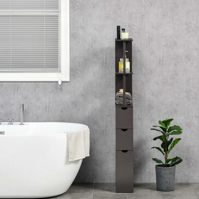 54-Inch Freestanding Tall Bathroom Linen Tower Storage Cabinet With 2-Tier Shelf And Drawers