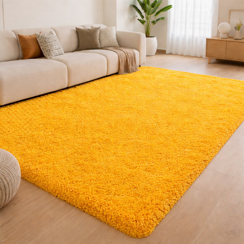 Aspire Homeware Mustard Yellow Shaggy Area Rug Soft Plush Indoor Carpet, Rectangle 60cm Width X 110cm Length
