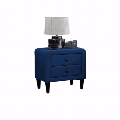 Velvet Gorgeous 1Pc Nightstand Bedside Table 2X Drawers Bedroom Furniture Sleek Design Tempered Legs