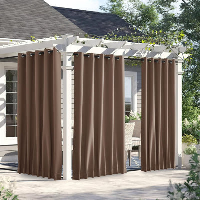 Outdoor Patio Curtains 2 Panels Windproof Top Grommet & Back Tab Bottom, Thermal Insulated Drapes Keep Privacy for Yard/Porch with Ropes for Fixed