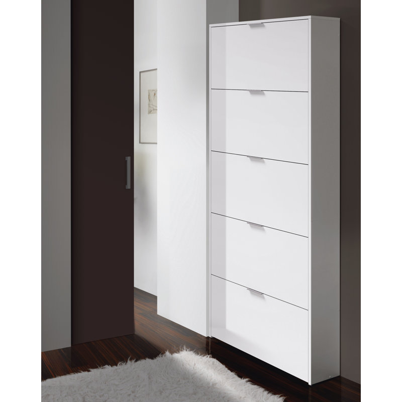 15 Pair Flip Down Shoe Storage, Gloss White