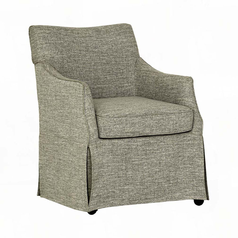 Fauteuil rembourré à jupe avec roulettes cachées, Gris