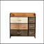 Armoire de rangement moderne avec tablette ouverte et tiroirs