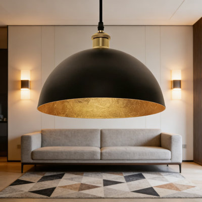 Luminaire suspendu vintage rétro avec accent de feuille d'or, luminaire suspendu réglable pour la ferme, la cuisine, la salle à manger, le bar et le vestibule