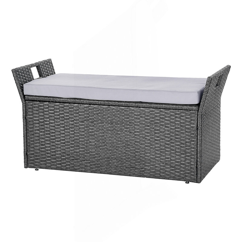 Banc de rangement extérieur, coffre de terrasse en rotin en PE de 40 gallons