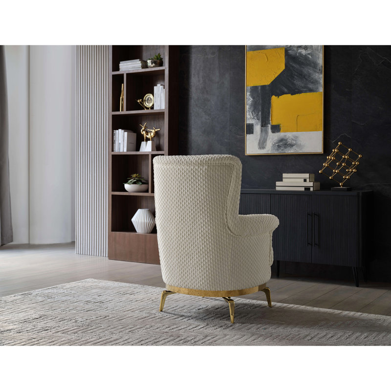 Chaise de style moderne Zoe en bois et accents, Crème, crème