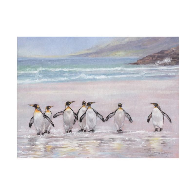 Art sur toile, "David Stribble 7 Penguins", H 24 po x l 32 po