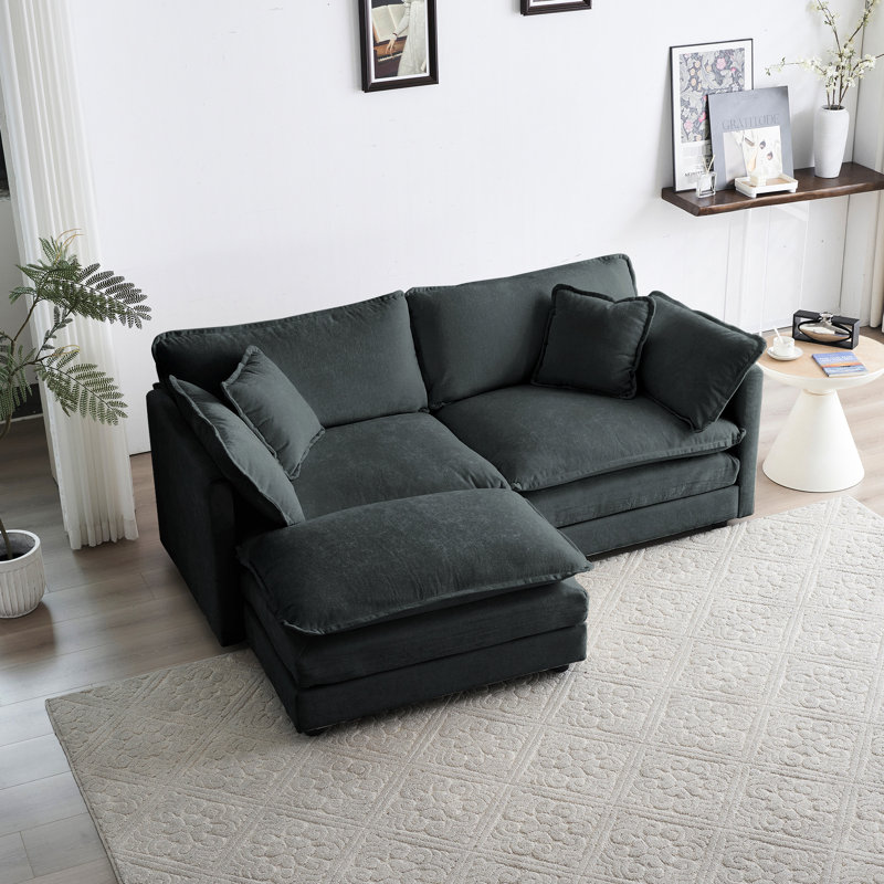 Causeuse, canapé deux places avec repose-pieds pour petit espace de vie, canapé moderne pour la maison