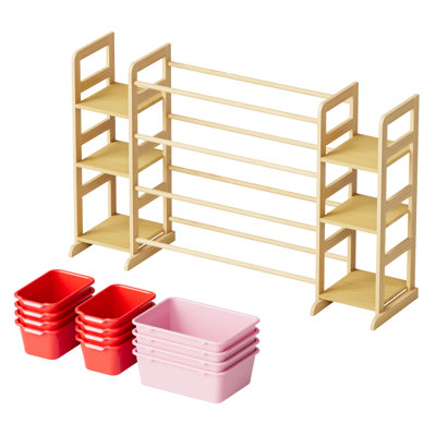 Organisateur de rangement pour jouets avec 6 tablettes et 12 bacs, bibliothèque pour enfants, étagère à jouets