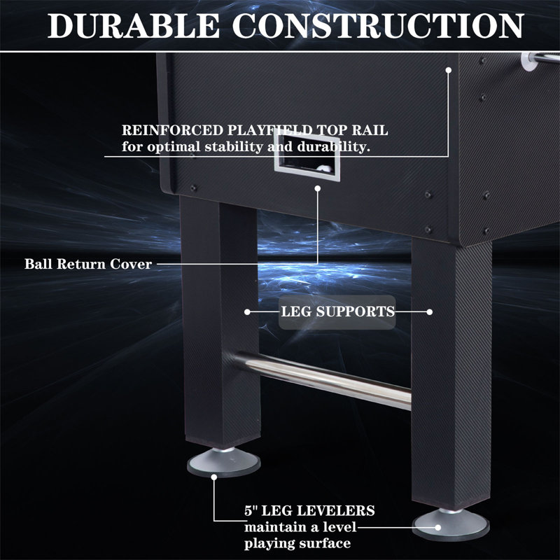 RayChee 55'' L Foosball Table, Full Size Soccer Game Table with 2 Balls, Leg Levelers and Heavy-Duty, Black
