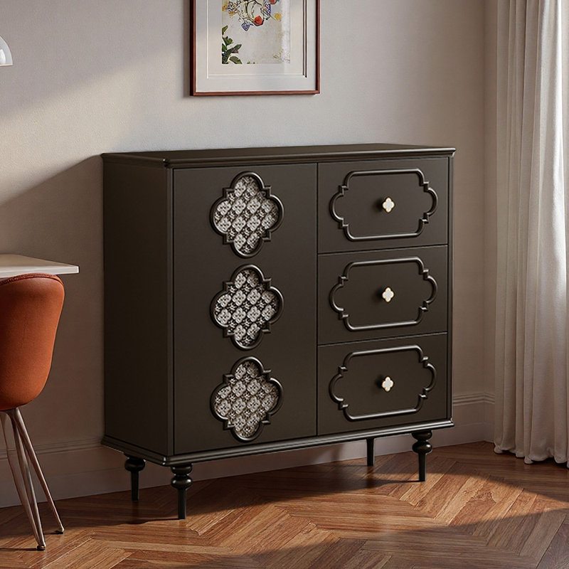 French style fashionable storage shoe cabinet, Black