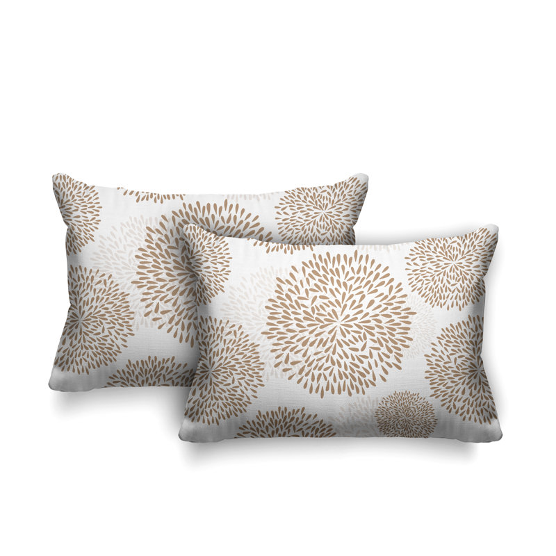 Confetti Flower Burst Indoor/Outdoor Lumbar Pillow, Beige