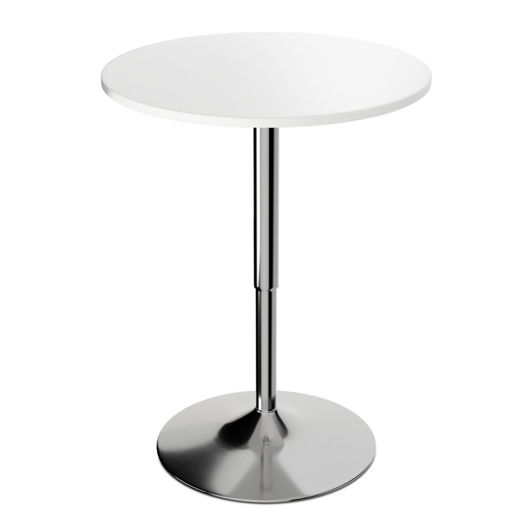 Ojavi Bistro Pub Table Round Adjustable Height Bar Cocktail Table Dining Table with Chrome Base