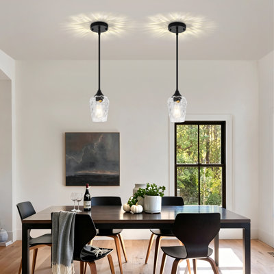 Luminaire suspendu en verre martelé moderne à 1 lumière, luminaire suspendu réglable pour îlot de cuisine, salle à manger et salon