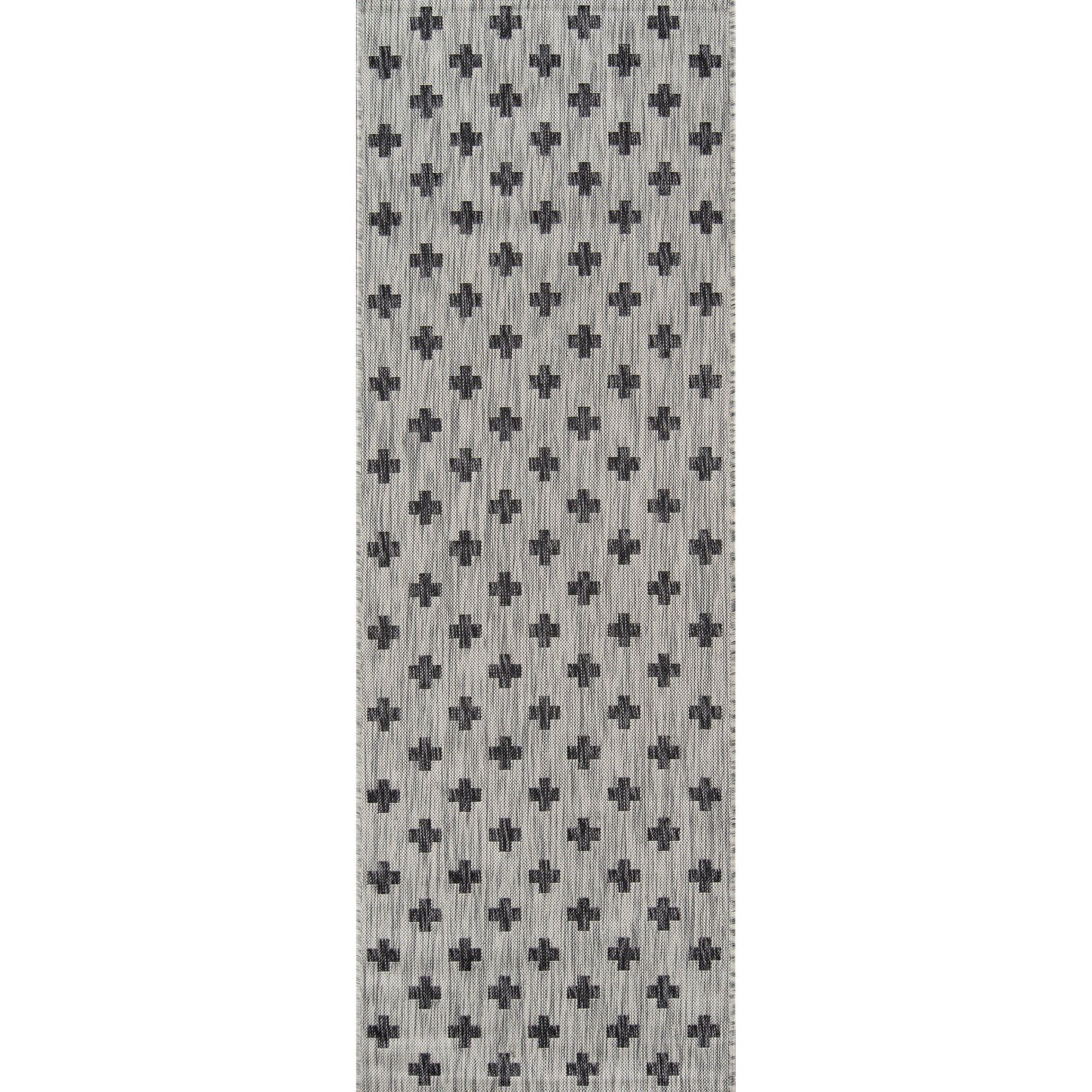 Umbria Striped Indoor / Outdoor Area Rug, Gray/Black, Runner 2'7" x 7'6"