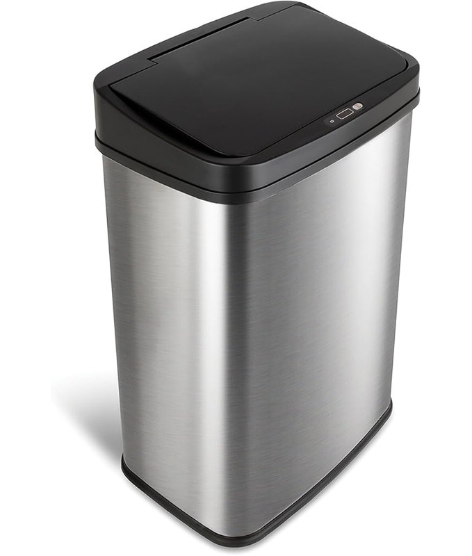 Automatic touchless motion sensor rectangular trash can, 13Gal, Black
