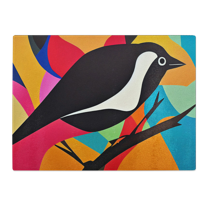 Magpie Bird Abstract Vol.2  Glass Chopping Board
