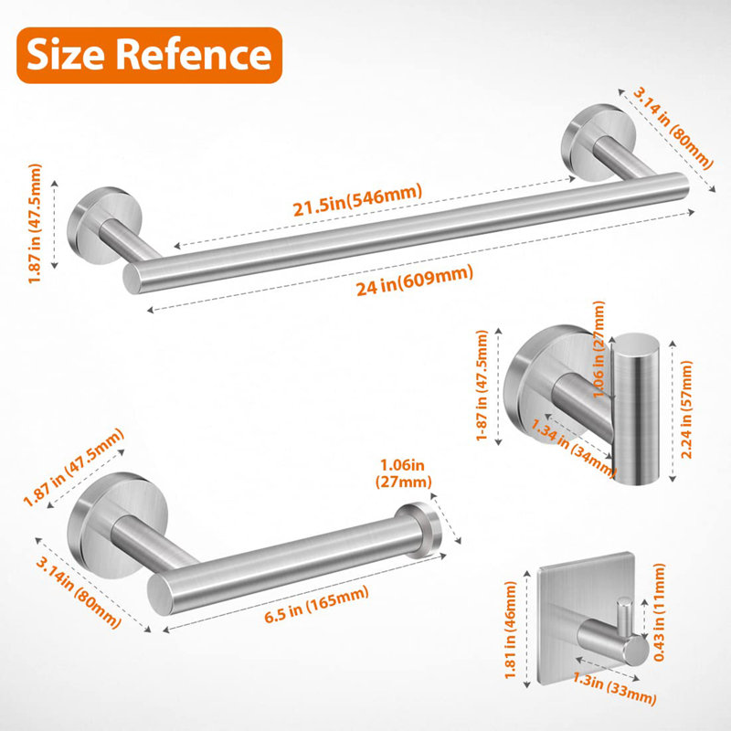 5-Pieces Bathroom Hardware Accessories Set, Nickel