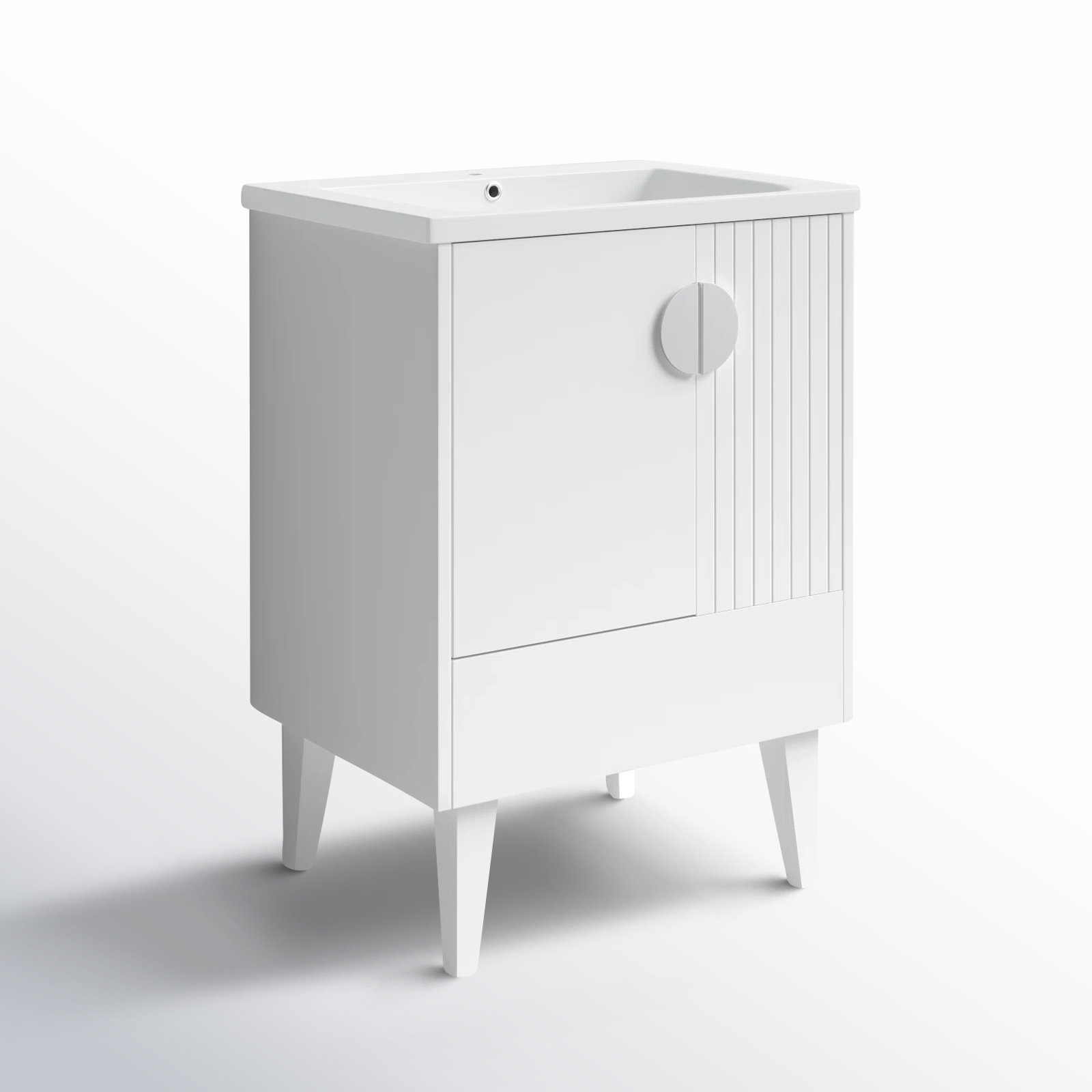 Saimah 24'' Single Bathroom Vanity, Polished Chrome, White Matte