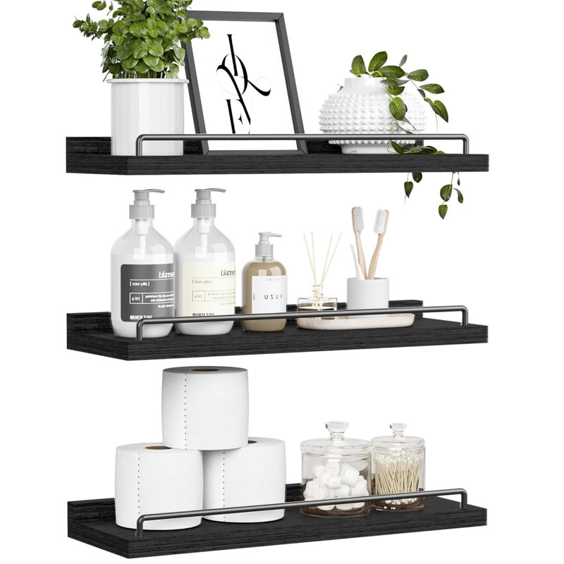 Floating Shelves, 3 Pcs, Black