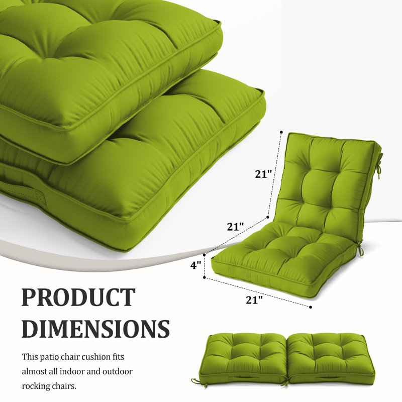 Outdoor/Indoor Seat / Back Cushion, Grass Green, 21” W x 21“ D 