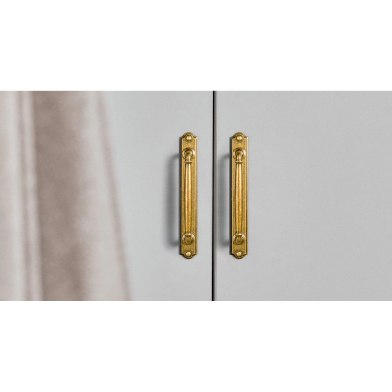 American Classic Antique Bar Pull With Backplate(Cban), 5", Antique Brass