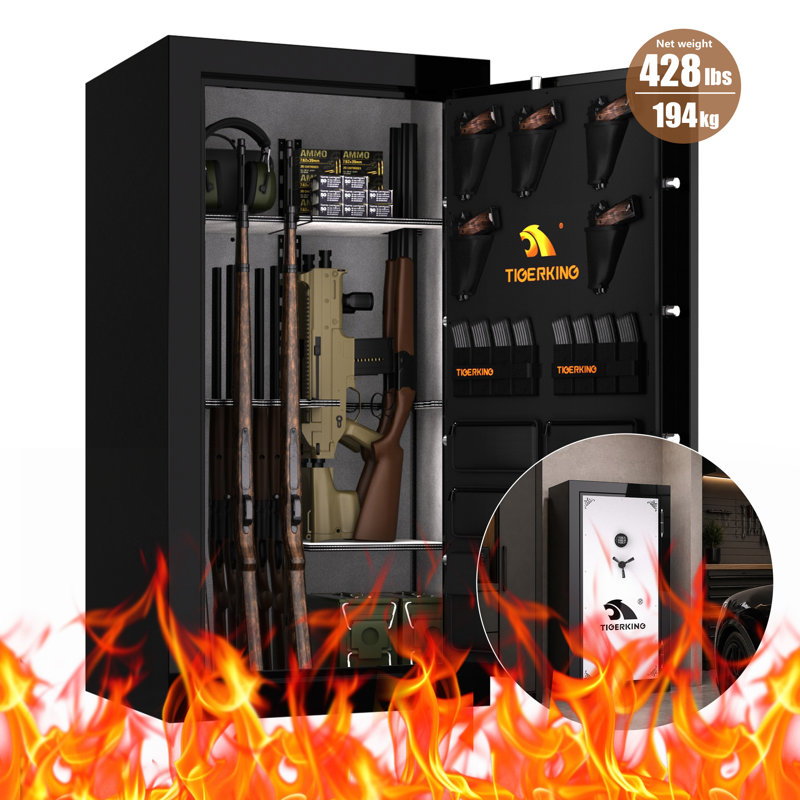 Tigerking Large Fireproof Gun Safe, Heavy-Duty Steel Gun Cabinet for Home, 28.3 Cu Ft Security Home Safe Box, 428 lbs
