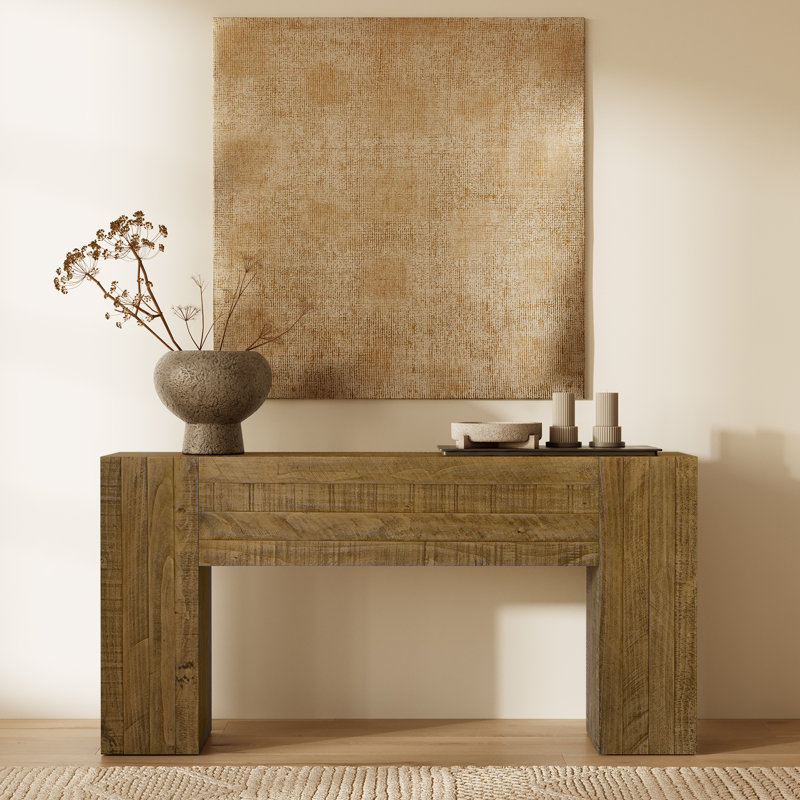 Frome Solid Pine Wood Console Table (60"), Weathered Pine