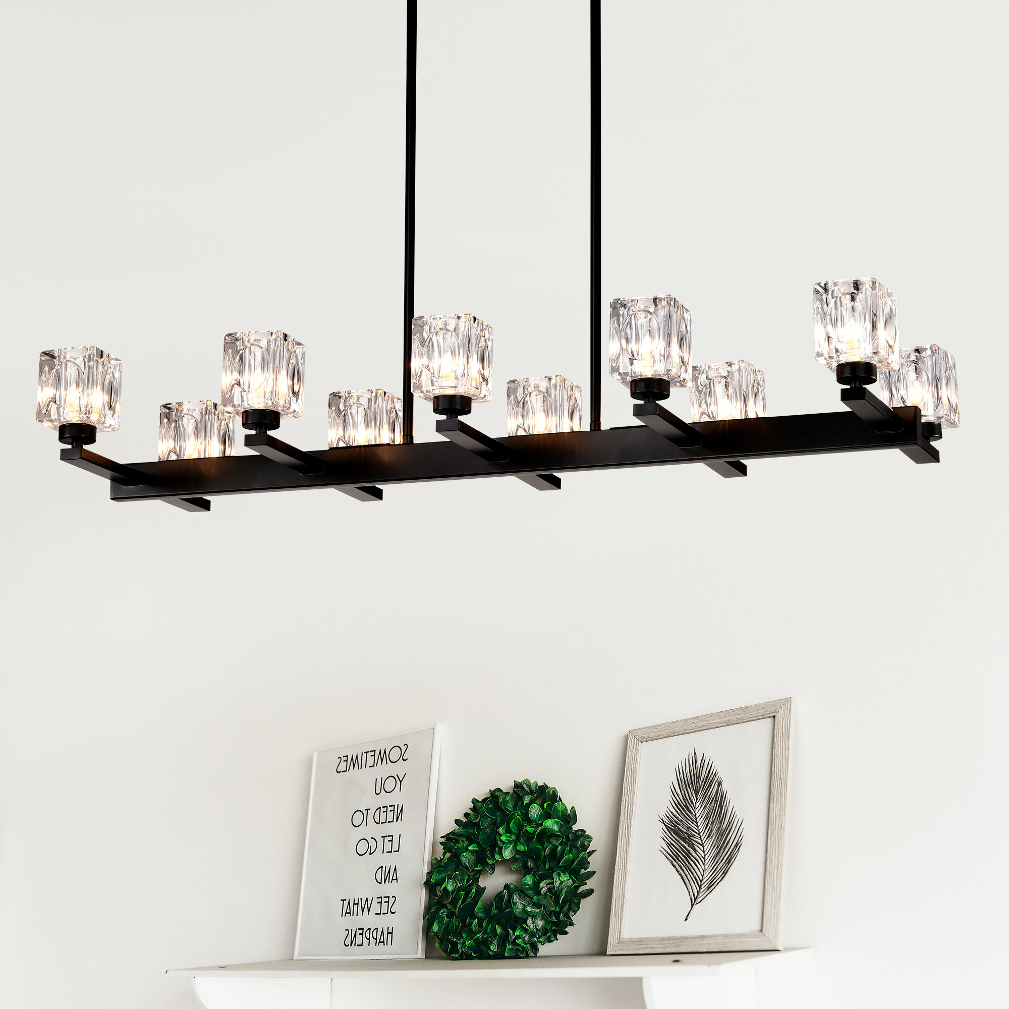 Gracie Oaks Semi Flush Mount Farmhouse Chandelier 6-Light Pendant Light Over Table Kitchen ...
