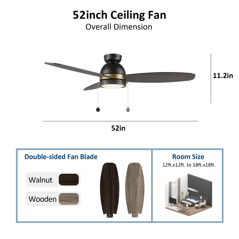 Gustabo 52'' Ceiling Fan with LED Lights