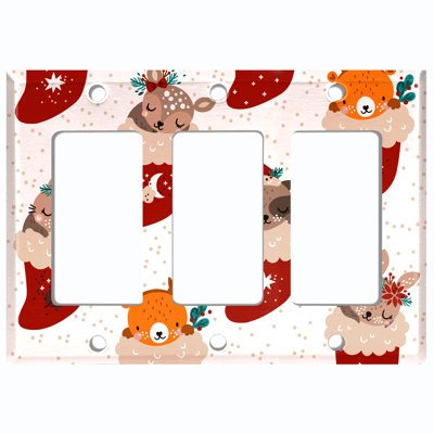 Plaque murale à bascule de Noël avec 3 animaux