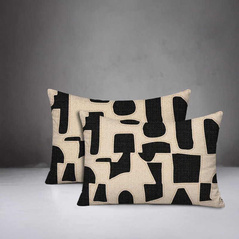 Coussin intérieur / extérieur réversible Jara, 20 po x 14 po, Noir