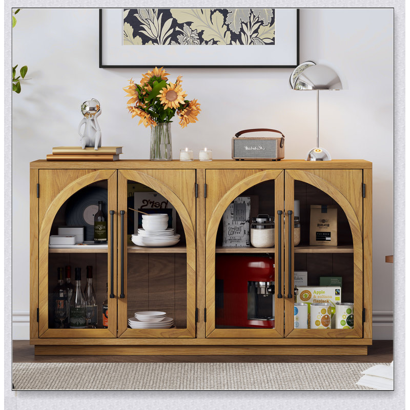 Grande armoire de rangement à 4 portes avec buffet et 4 tablettes réglables pour la cuisine et la salle à manger