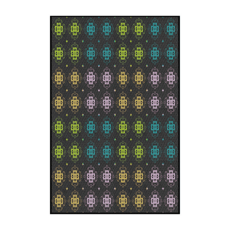 Tapis abstrait jaune / noir / vert, Rectangle 8 pi x 12 pi