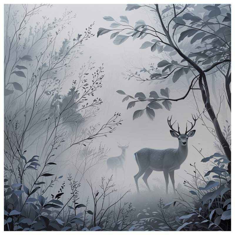 Misty Forest With Deer Comforter, Twin