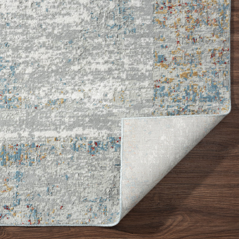 D Abstract Area Rug in Gray, Rectangle 8'6" x 11'6"