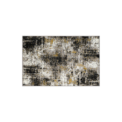 Abstract Yellow/Black/Gray Area Rug