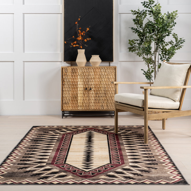 Ida Southwestern SplashGuard Machine Washable Area Rug, Rectangle 8' x 10'