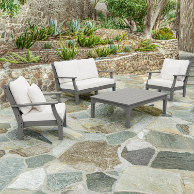 Martha Stewart by POLYWOOD 4 - Person Outdoor Seating Group with Cushions by POLYWOOD