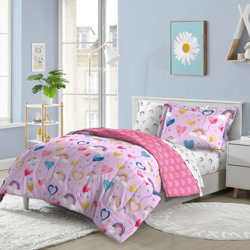 Balloon Hearts Balloon Hearts Bed in a Bag Lilac, Twin Comforter + 4 Additional Pieces