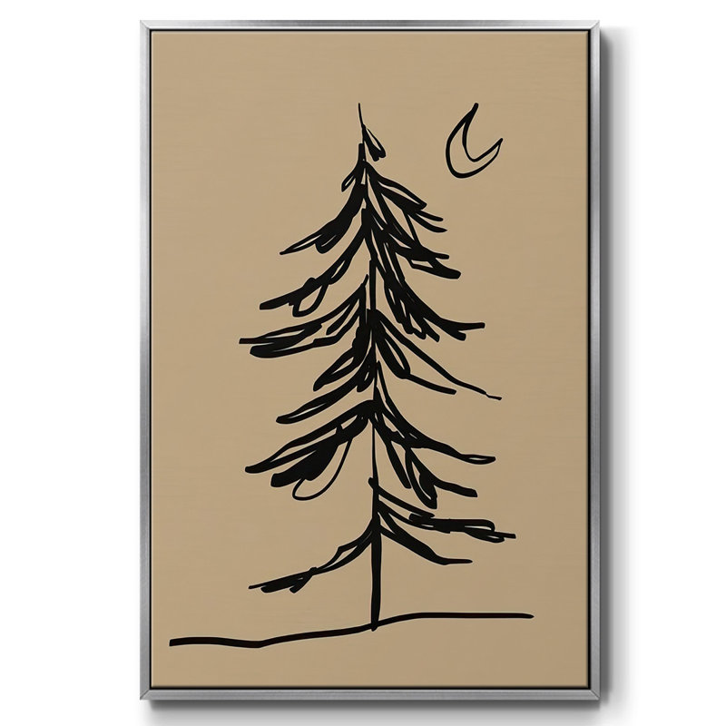 Croquis de sapin d'hiver I, H 25 po x l 17 po x P 1,5 po, Encadrement argenté