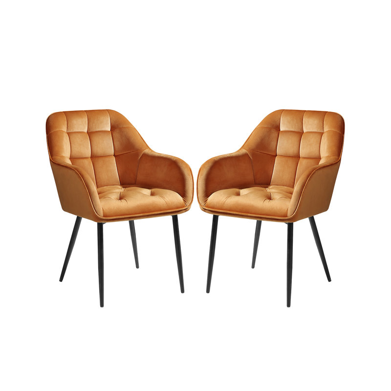 Tufted Polyurethane Upholstered Armchair, Orange