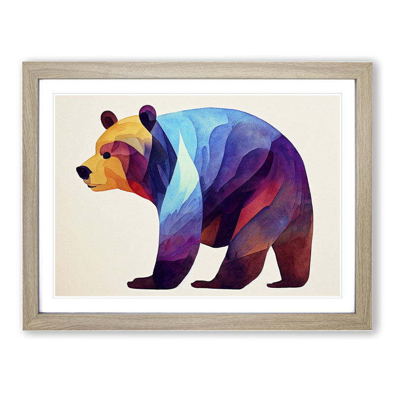 Watercolour Bear Vol.1 Abstract - Framed Print, Oak Framed, 34cm H x 46cm W x 2cm D