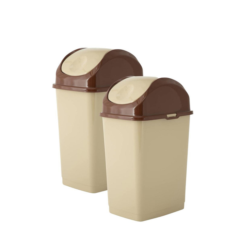 Poubelle à couvercle pivotant en plastique Superio, Beige