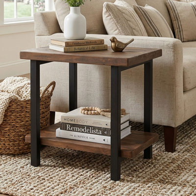 Pomona 2-Tier End Table with Metal Legs (Natural)
