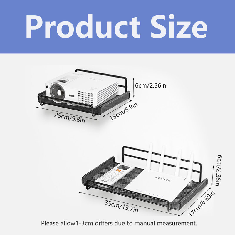 Aakeem 2 Piece Metal Floating Shelf, Black