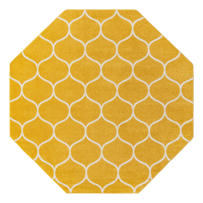 Tapis jaune Lllan, Octogone 7 pi 10 po